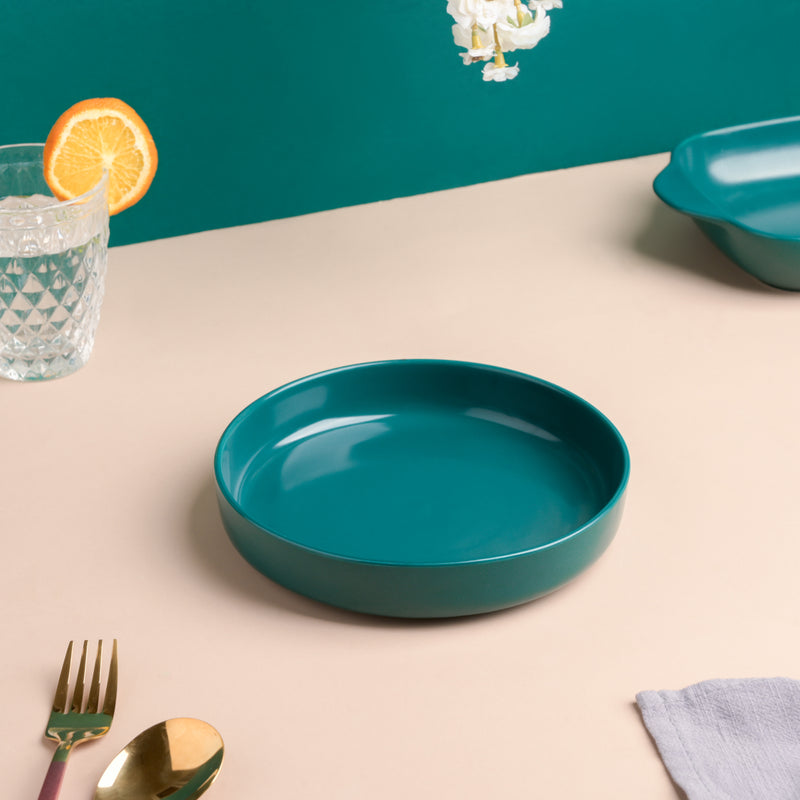 Matte Green Deep Plate - Serving plate, snack plate, dessert plate | Plates for dining & home decor