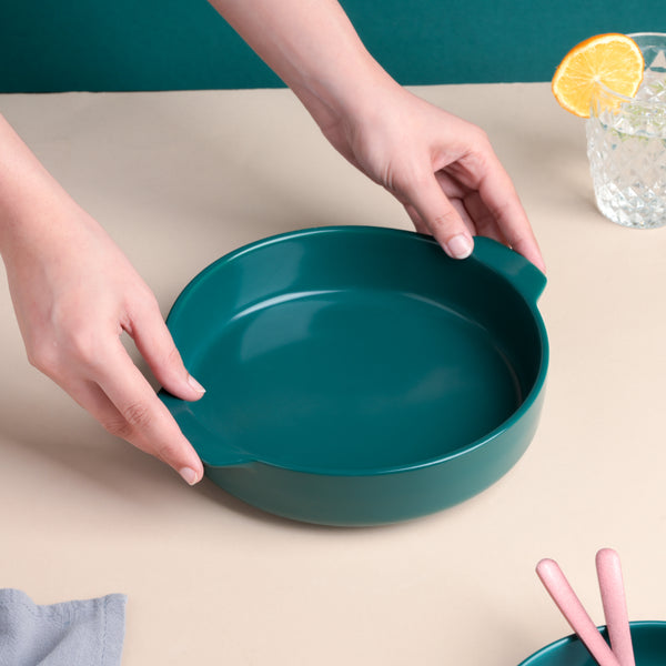 Teal Baking Pot with Handle - Baking Dish