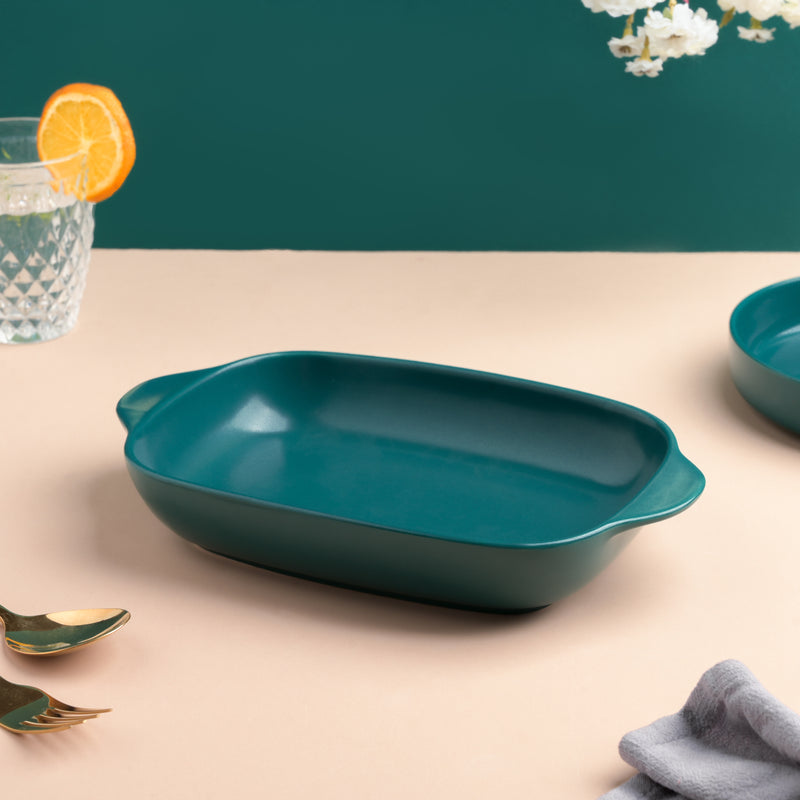 Teal Baking Pan with Handle - Baking Dish