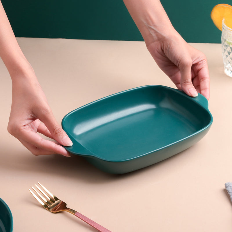 Teal Baking Pan with Handle - Baking Dish