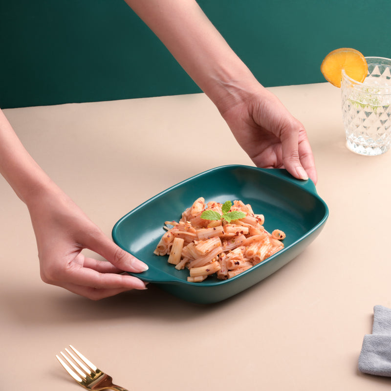 Teal Baking Pan with Handle - Baking Dish