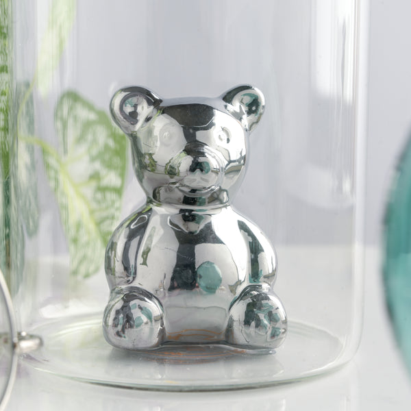 Bear In The Jar Glass Planter Green - Glass flower vase for home decor, office and gifting | Home decoration items