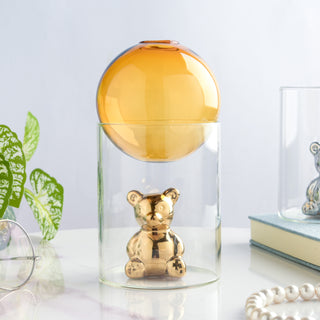 Bear In The Jar Glass Planter Amber