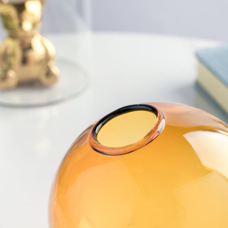 Bear In The Jar Glass Planter Amber - Glass flower vase for home decor, office and gifting | Home decoration items