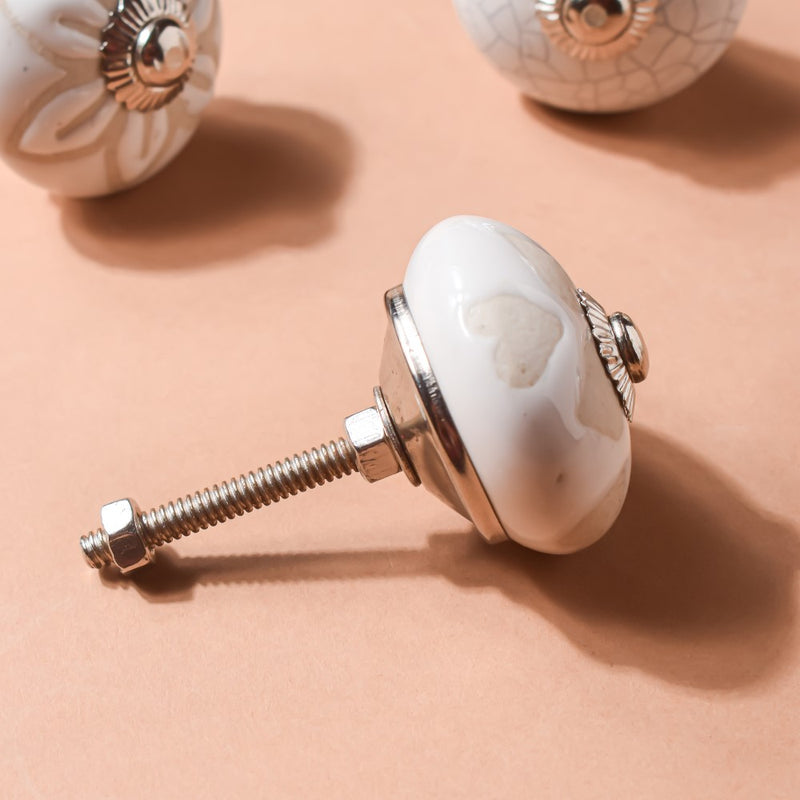 Ceramic Door Knob White Set Of 6