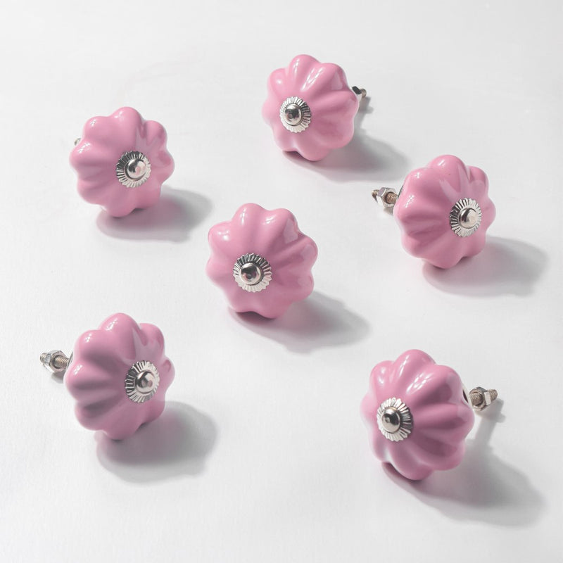 Pink Ceramic Door Knob Pink Set Of 6