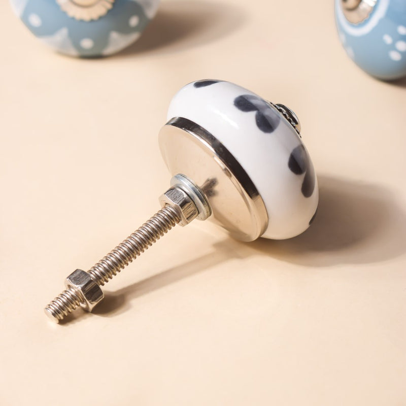 Ceramic Floral Door Knobs Teal And White Set Of 8