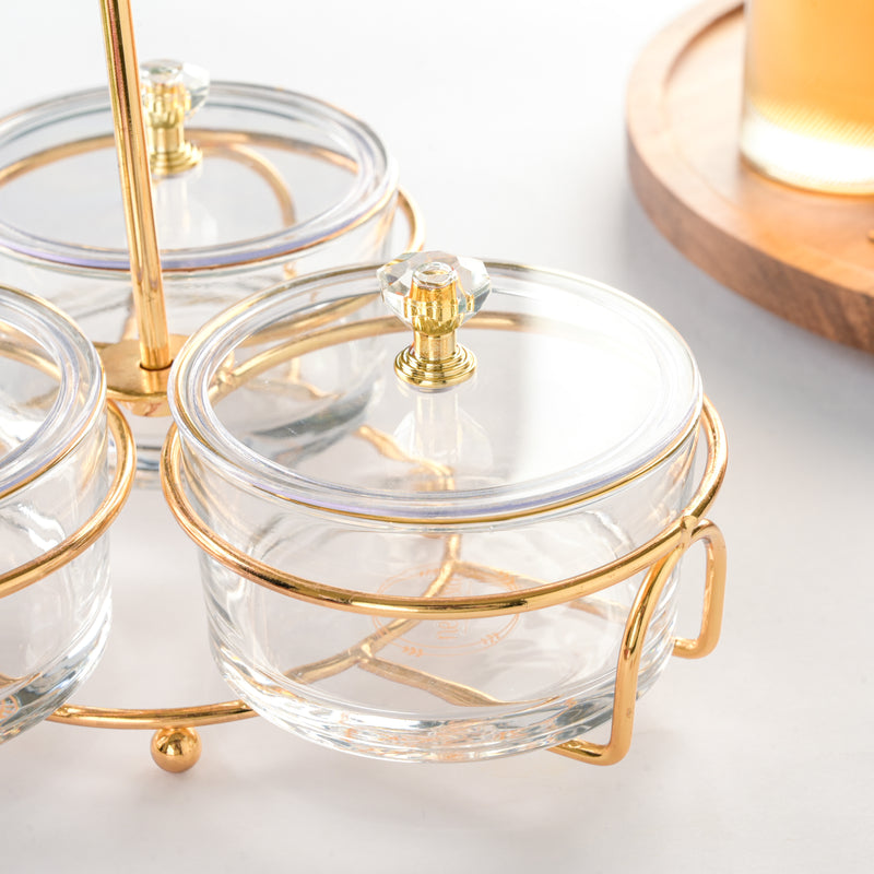 Golden Heart Transparent Jars With Stand Set Of 4 200ml - Jar