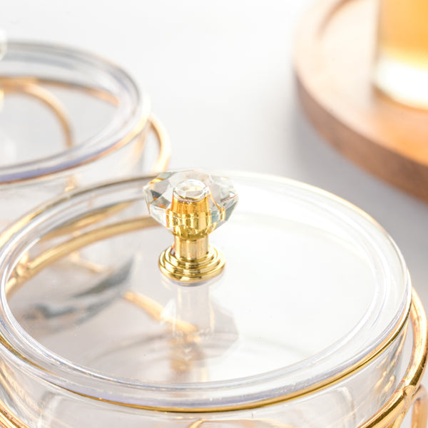 Golden Heart Transparent Jars With Stand Set Of 4 200ml - Jar