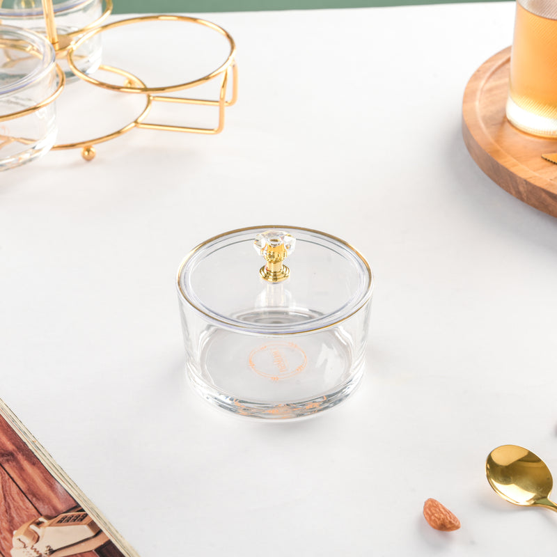 Golden Heart Transparent Jars With Stand Set Of 4 200ml - Jar