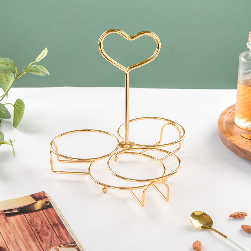 Golden Heart Transparent Jars With Stand Set Of 4 200ml - Jar