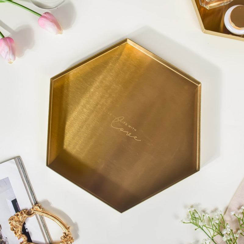 Hexa Decoration Tray Golden Large