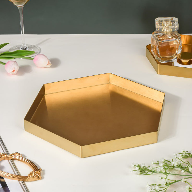 Hexa Decoration Tray Golden Large