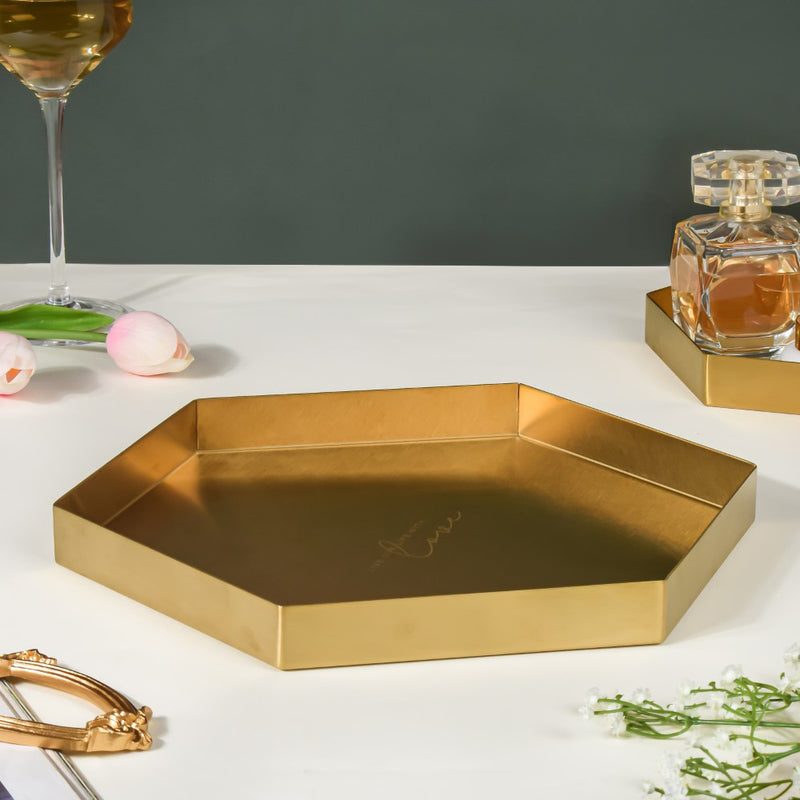 Hexa Decoration Tray Golden Large