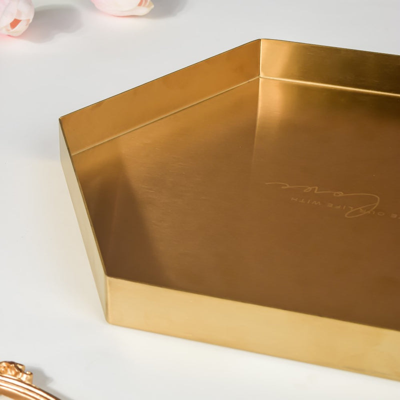 Hexa Decoration Tray Golden Large