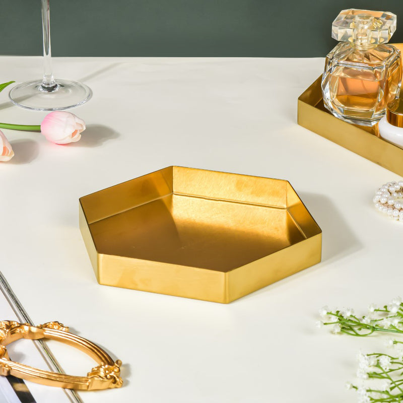 Hexa Decoration Tray Golden Small