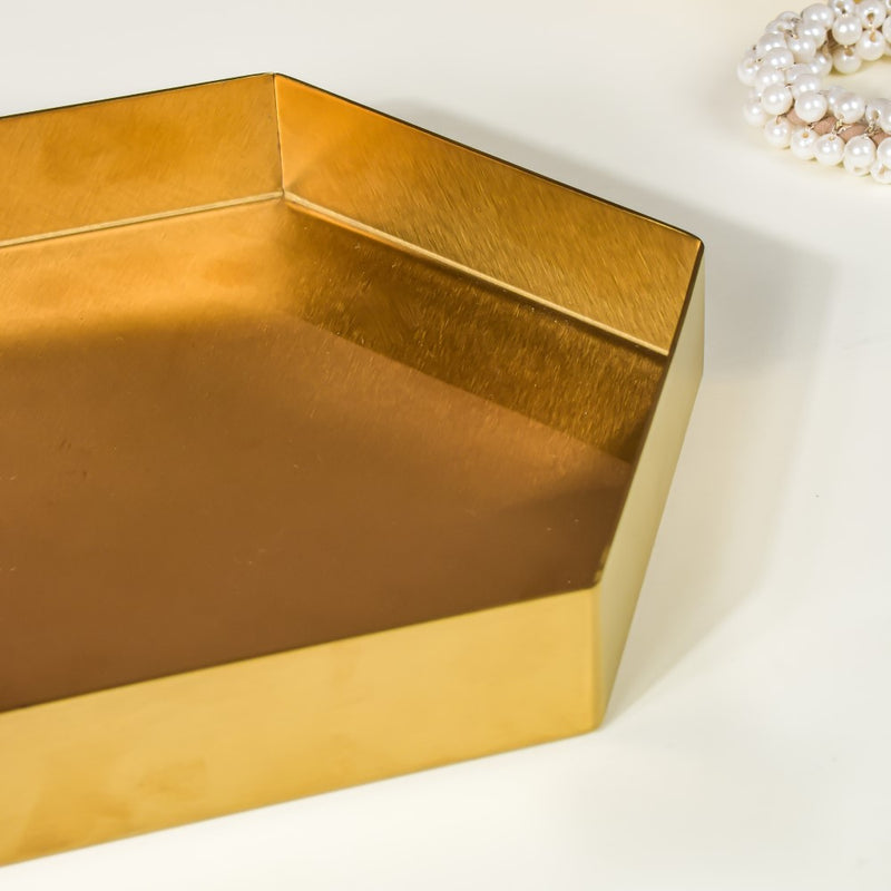 Hexa Decoration Tray Golden Small