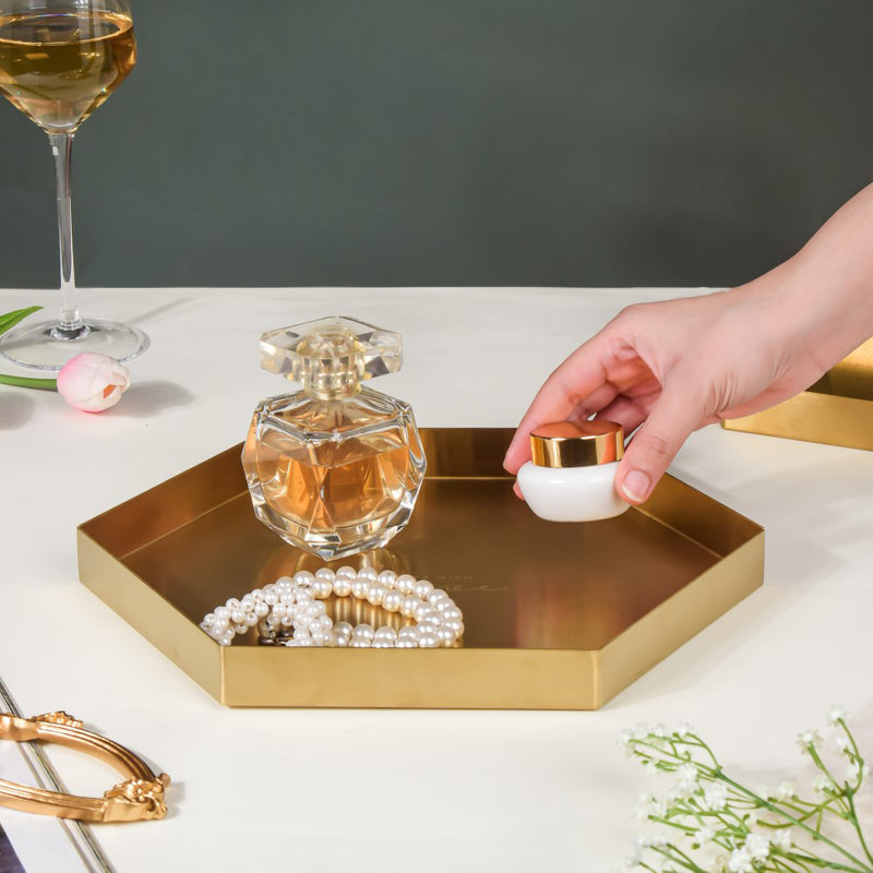 Hexa Decoration Tray Golden Large