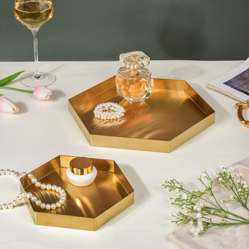 Hexa Decoration Tray Golden Large
