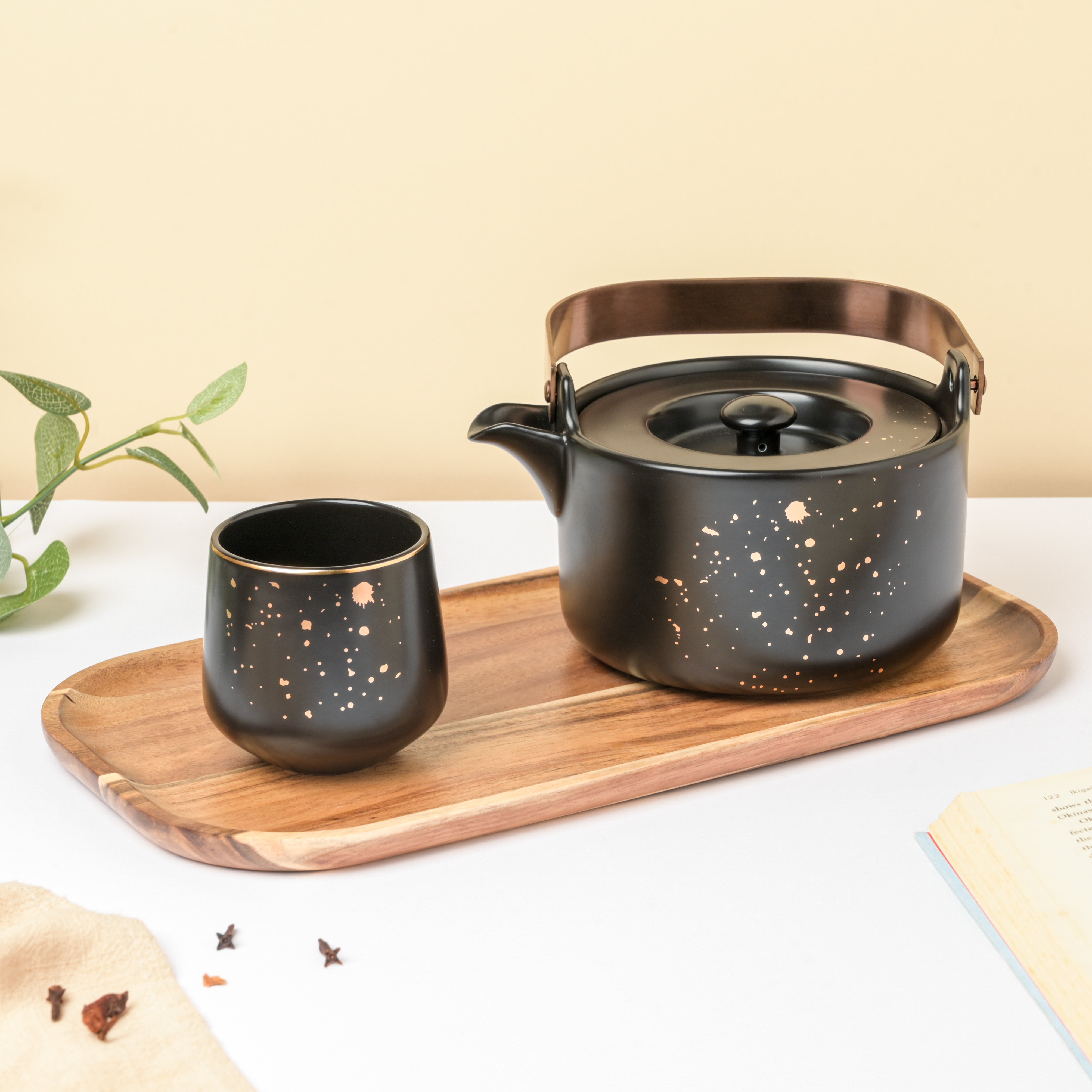 Tea Set Buy CARA Gold Detail Black Tea Set Online Nestasia