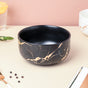 Gold Detailed Marble Ceramic Serving Bowl Black - Bowl, ceramic bowl, serving bowls, noodle bowl, salad bowls, bowl for snacks, large serving bowl | Bowls for dining table & home decor