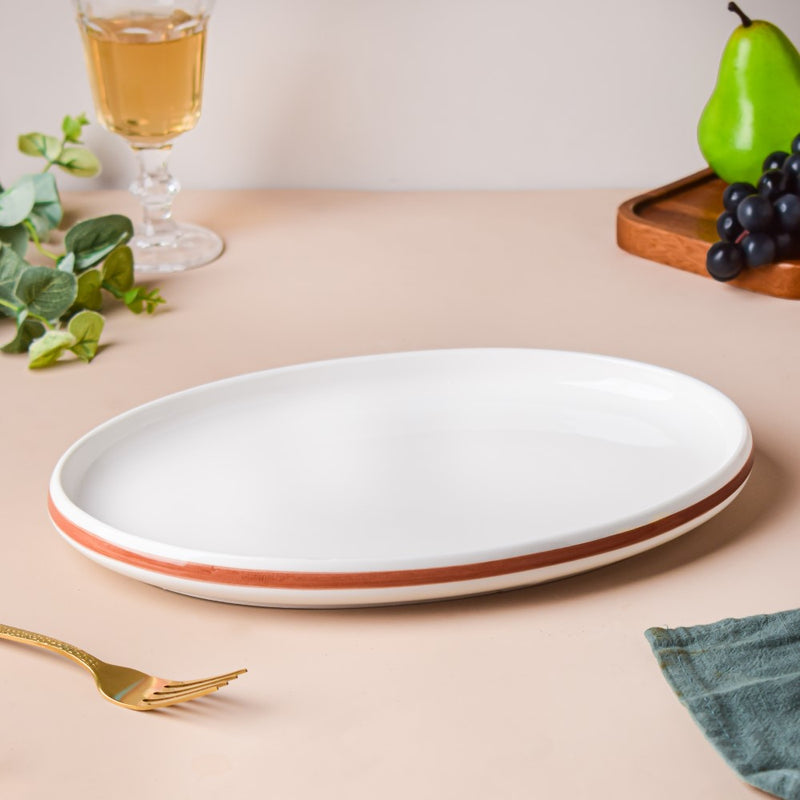 Ivory Ceramic Serving Oval Platter 12 Inch - Ceramic platter, serving platter, fruit platter | Plates for dining table & home decor