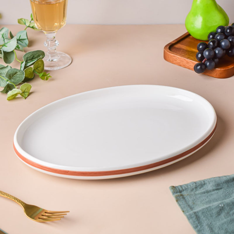 Ivory Ceramic Serving Oval Platter 12 Inch - Ceramic platter, serving platter, fruit platter | Plates for dining table & home decor