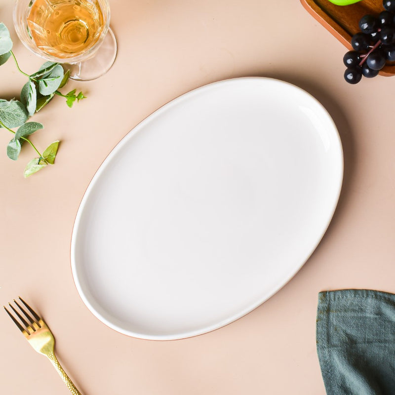 Ivory Ceramic Serving Oval Platter 12 Inch - Ceramic platter, serving platter, fruit platter | Plates for dining table & home decor
