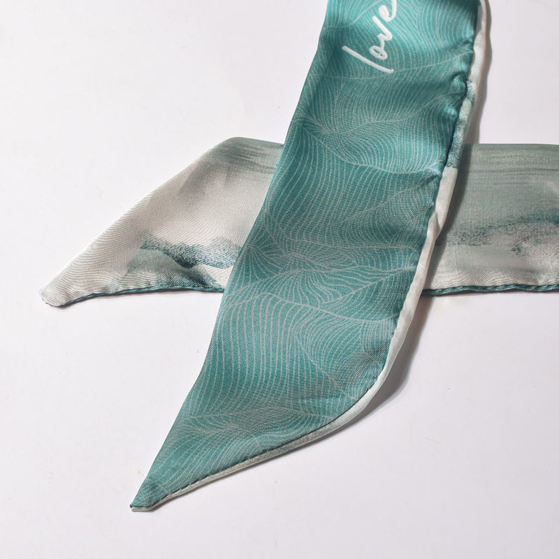 Satin Skinny Scarf Blue And Multicolour Set of 2 38 Inch