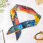 Satin Skinny Scarf Blue And Multicolour Set of 2 38 Inch