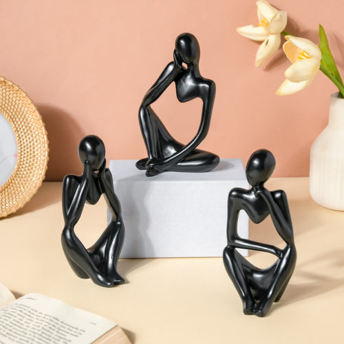 Black Sitting Showpiece Thinking - Showpiece | Home decor item | Room decoration item