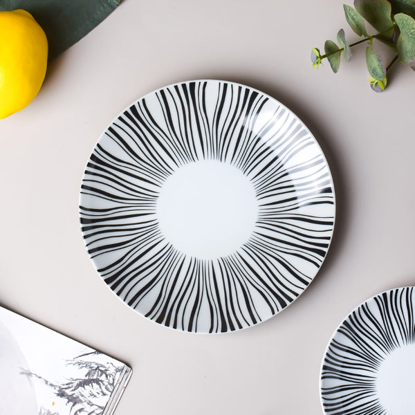 La Mode Printed Ceramic Snack Plate White 8 Inch - Serving plate, snack plate, dessert plate | Plates for dining & home decor