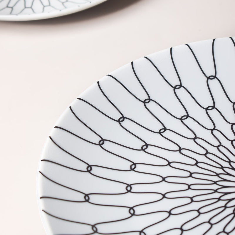 Trellis Gloss Ceramic Dinner Plate White 10 Inch - Serving plate, snack plate, ceramic dinner plates| Plates for dining table & home decor