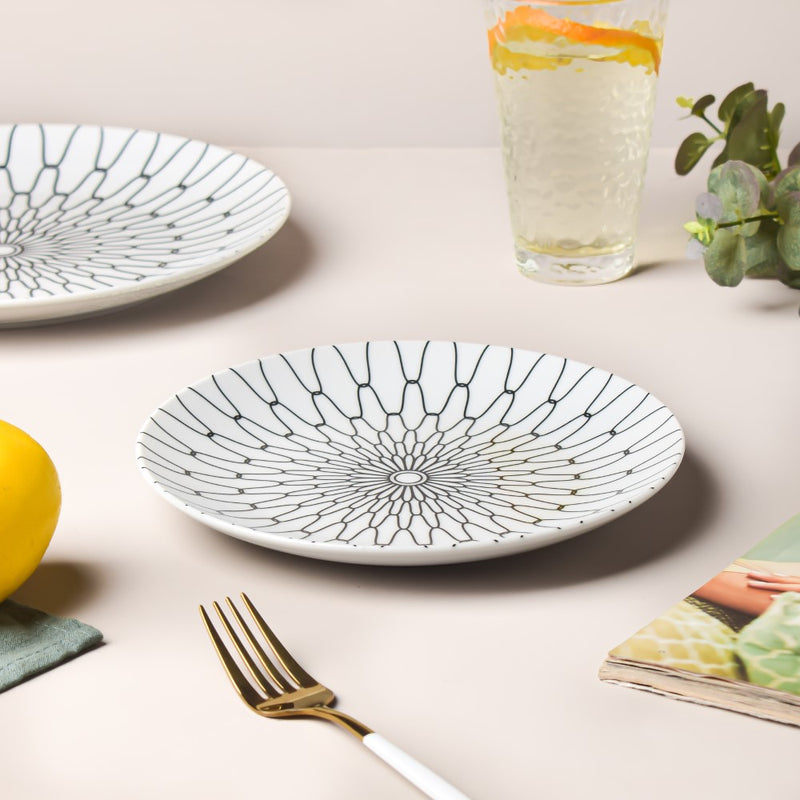 Trellis Printed Snack Plate White 8 Inch - Serving plate, snack plate, dessert plate | Plates for dining & home decor