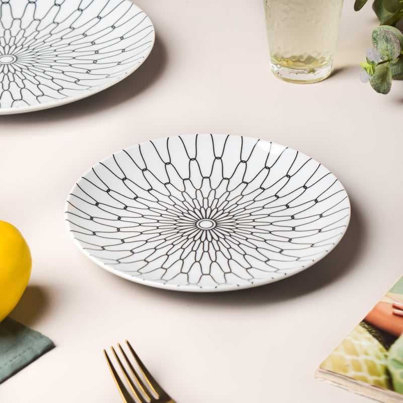 Trellis Printed Snack Plate White 8 Inch - Serving plate, snack plate, dessert plate | Plates for dining & home decor