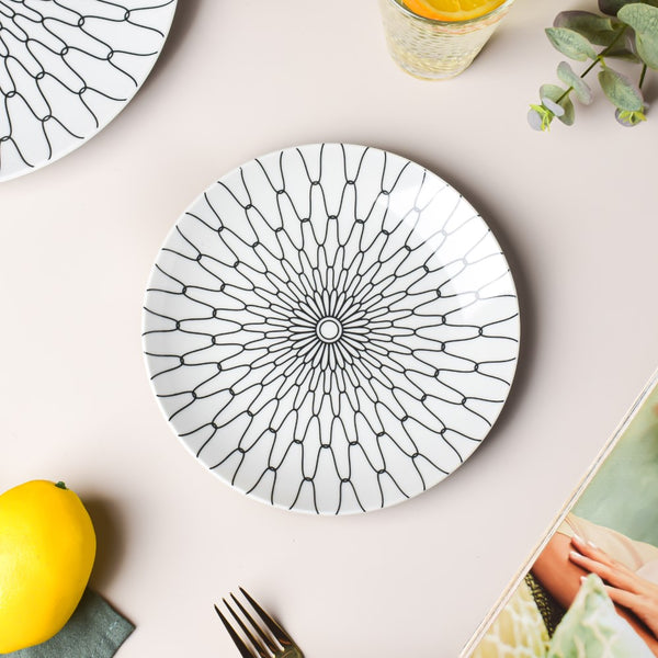 Trellis Printed Snack Plate White 8 Inch - Serving plate, snack plate, dessert plate | Plates for dining & home decor