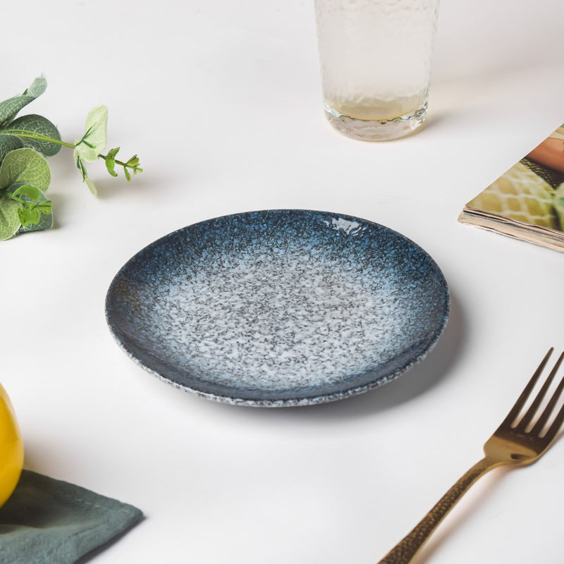 Pebble Glazed Dessert Plate Blue Grey 6 Inch - Serving plate, small plate, snacks plates | Plates for dining table & home decor