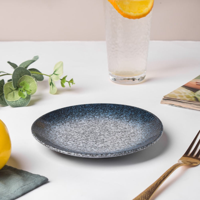 Pebble Glazed Dessert Plate Blue Grey 6 Inch - Serving plate, small plate, snacks plates | Plates for dining table & home decor