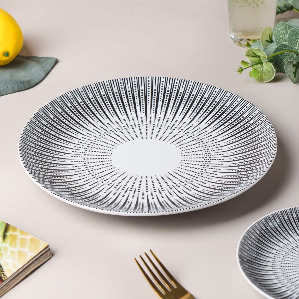 Philocaly Linear Patterned Dinner Plate White 10 Inch Online - Premium ...
