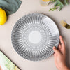 Philocaly Linear Patterned Dinner Plate White 10 Inch - Serving plate, snack plate, ceramic dinner plates| Plates for dining table & home decor