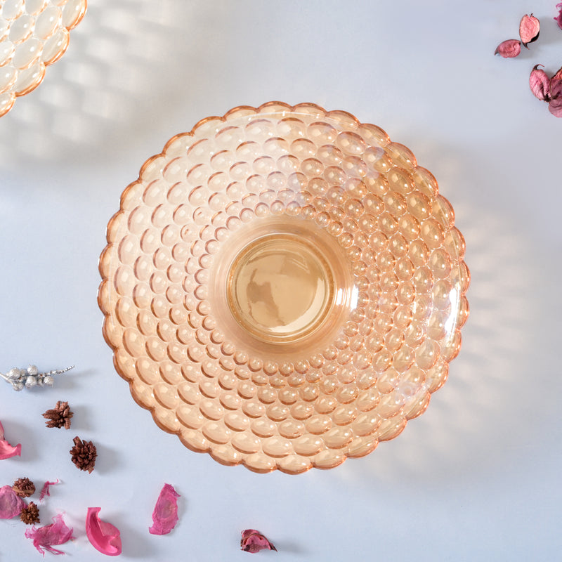 Amber Glass Decorative Fruit Bowl Small - Glass bowl, serving bowls, bowl for snacks, glass serving bowl, large serving bowl | Bowls for dining table & home decor