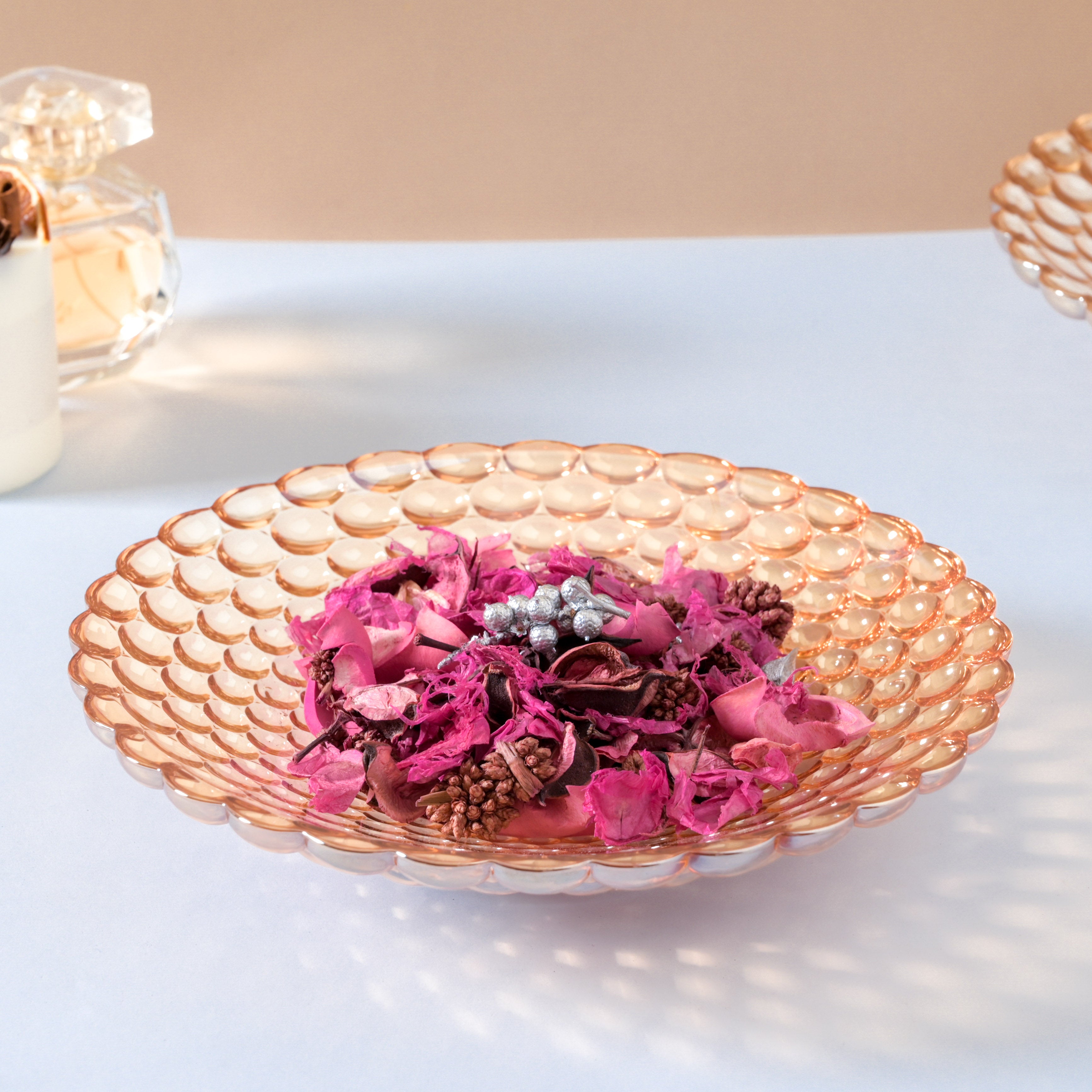 Amber Glass Decorative Fruit Bowl Small