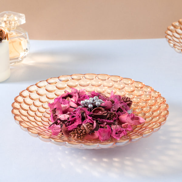 Amber Glass Decorative Fruit Bowl Small