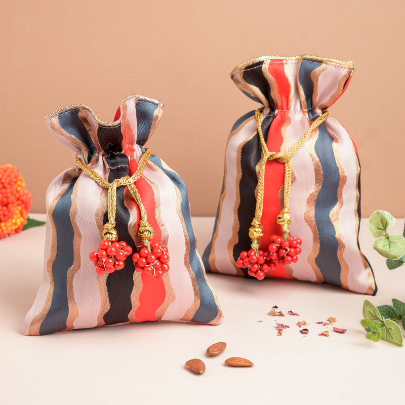 Red And Gold Potli Festive Hamper Set Of 2