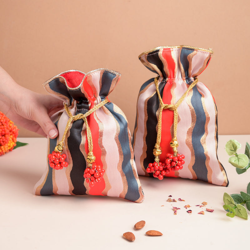 Red And Gold Potli Festive Hamper Set Of 2