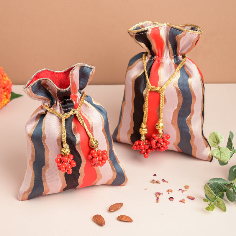 Red And Gold Potli Festive Hamper Set Of 2