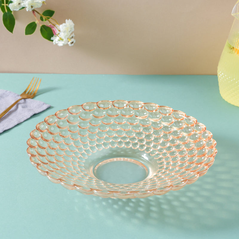 Amber Glass Decorative Fruit Bowl - Glass bowl, serving bowls, bowl for snacks, glass serving bowl, large serving bowl | Bowls for dining table & home decor