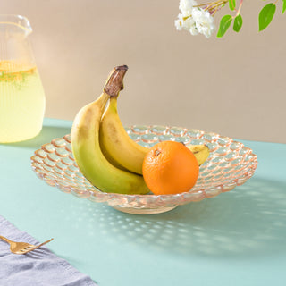 Amber Glass Decorative Fruit Bowl