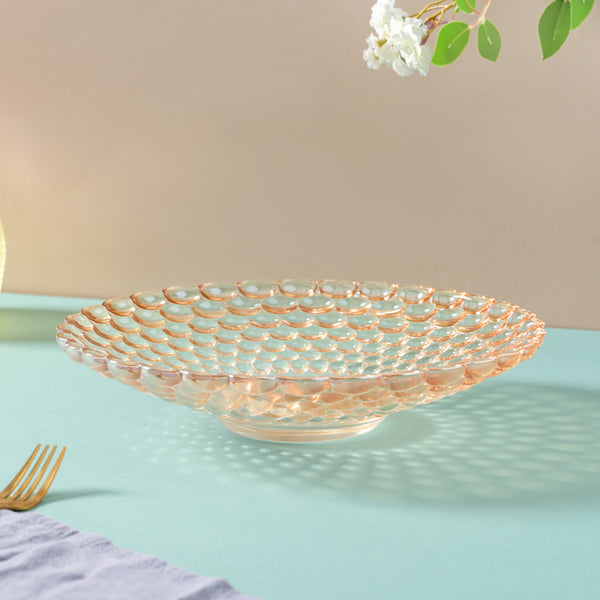 Amber Glass Decorative Fruit Bowl - Glass bowl, serving bowls, bowl for snacks, glass serving bowl, large serving bowl | Bowls for dining table & home decor