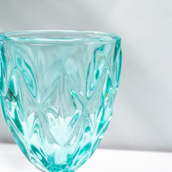 Textured Drinkware Glass Teal Set of 6 250 ml